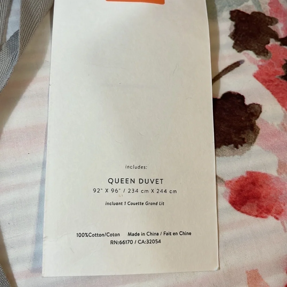 Anthropologie Lelie Duvet Cover Floral Size Queen NWT